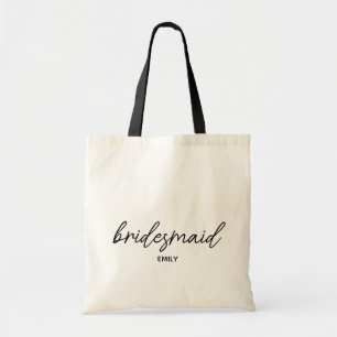 Tote Bag Simple Écriture Élégante Demoiselle d'Honneur Nom 