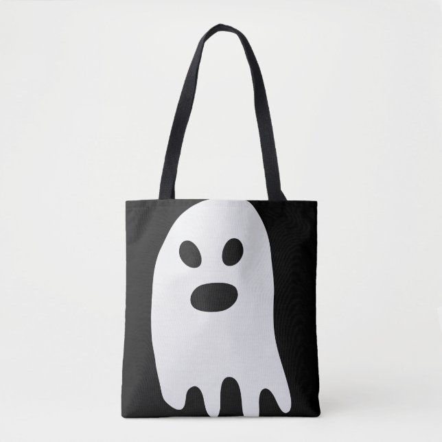 Tote Bag Simple fantôme blanc d'Halloween (Devant)