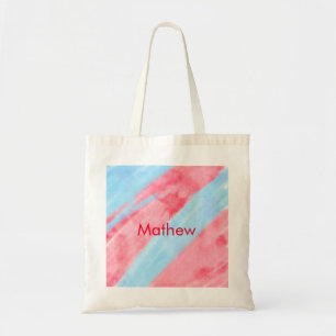 Tote Bag simple initial letter mongram add your name red b
