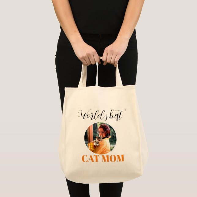 Tote Bag Simple mignonne Monde meilleur chat maman photo (Devant (produit))