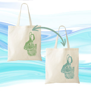 Tote Bag Simple minimal double face vert et bleu lapin