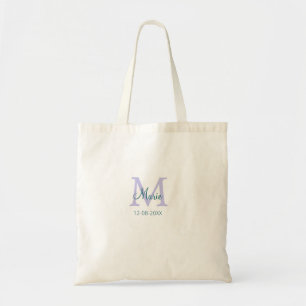 Tote Bag simple minimum ajouter nom monogramme violet vert