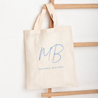 Simple Pastel Bleu Minimaliste Deux Monogrammes No