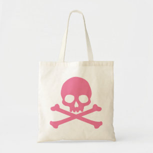 Tote Bag Simple Pink Skull and Crossbones