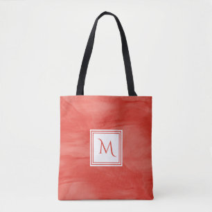 Tote Bag Simple rouge orange subtil marbre moderne Monogram