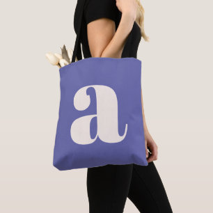 Tote Bag Simple tendance violet gras monogramme rétro initi