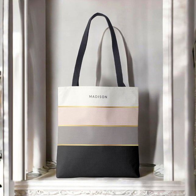 Tote Bag Simples bandes Feminine Motif avec votre nom (Personalize with any name. Makes a wonderful gift!)