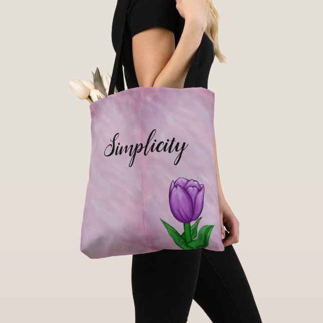 Tote Bag Simplicité Tulipe pourpre (De près)