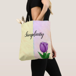 Tote Bag Simplicité Violet Tulipe Deux Tons Aquarelle