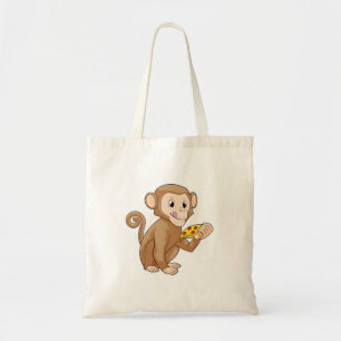 Tote Bag Singe avec morceau de pizza