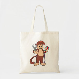 Tote Bag Singe comme coiffeur avec ciseaux et razor