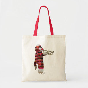 Tote Bag Singe de chaussette jouant la trompette