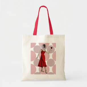 Tote Bag Singe en Robe Rouge avec vin