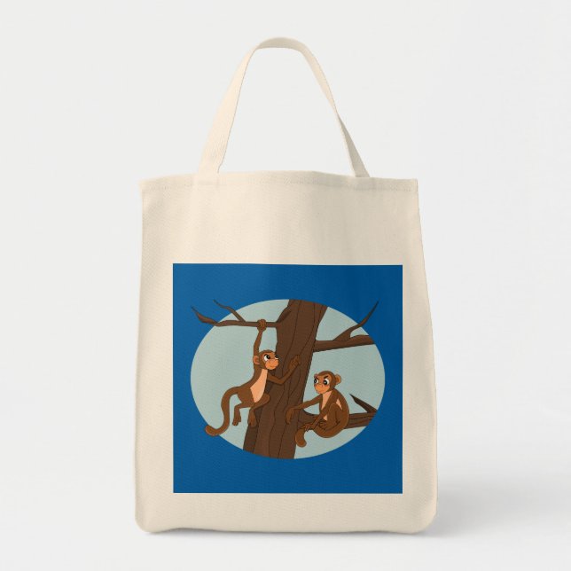 Tote Bag Singes escalade l'arbre dessin animé (Devant)