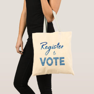 Tote Bag S'inscrire au vote - typographie chic de couleur b