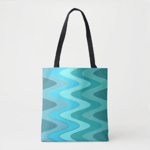 Tote Bag Sinus Waves motif - mélange bleu océan + vos idées