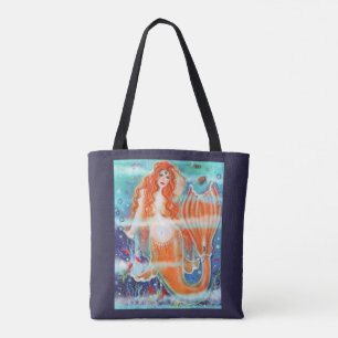 Tote Bag Sirène aux poissons tropicaux par Renee Lavoie