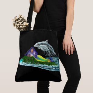 Tote Bag Sirène avec dauphins