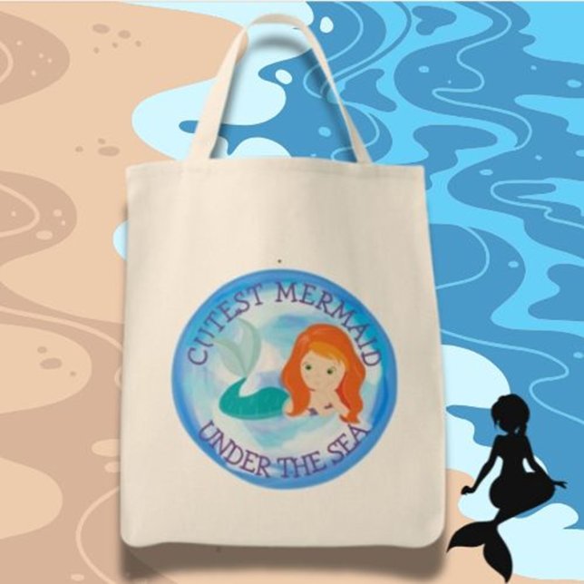 Tote Bag Sirène coupée sous la mer (Make Her Birthday Magical with Mermaid Tote Bags!)
