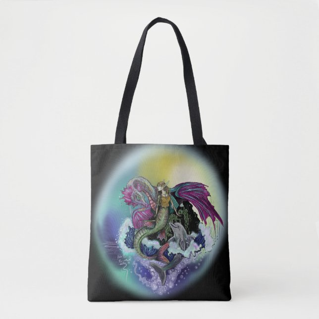 Tote Bag Sirène, Dragon, & Dauphin (Devant)