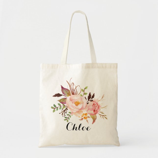 Tote Bag Sirène Florale Rustique Personnalisée (Devant)