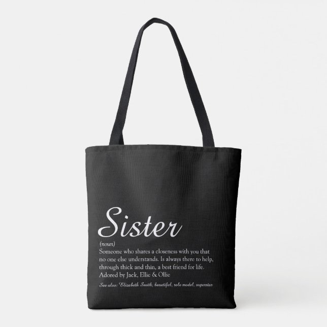 Tote Bag Sister Definition Script Modern Fun (Dos)