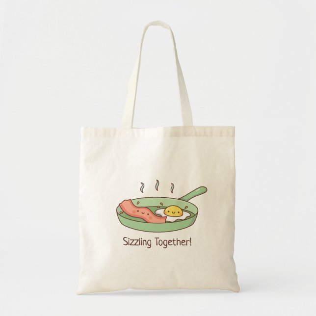 Tote Bag Sizzling Together, Bacon mignon et petit-déjeuner  (Devant)