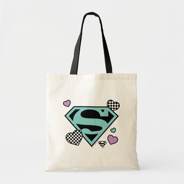 Tote Bag Skater Girl Supergirl Coeurs S-Shield (Devant)