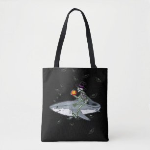 Tote Bag Skeleton équitation requin - Drôle cadeau Hallowee