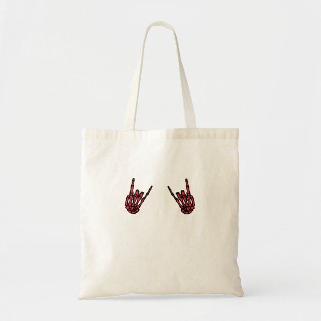 Tote Bag Skeleton Hand Heart Roll & Red Classic (Devant)