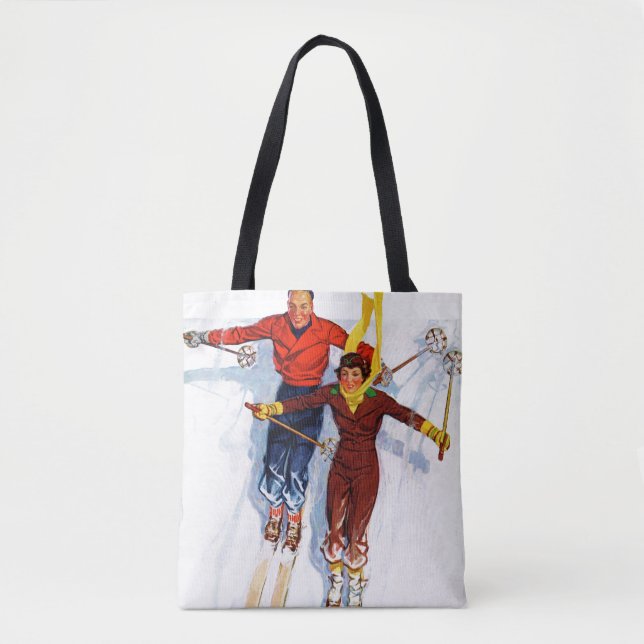 Tote Bag Ski de descente en couple (Devant)
