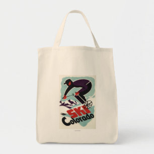 Tote Bag Skieur noir et par pourpre vêtu