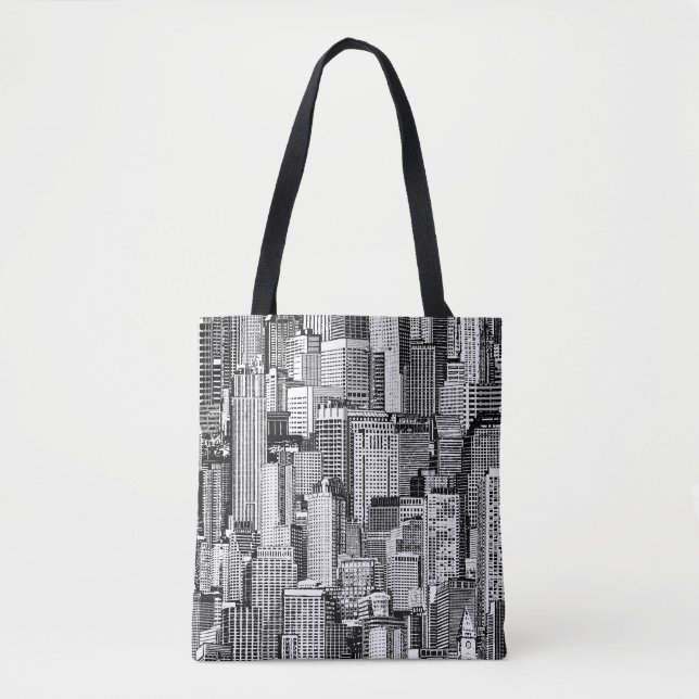 Tote Bag Skyscraper City Texture Isométrique sans fil (Devant)