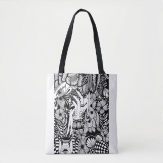 Tote Bag Sleeping Beauty – Monochrome Floral Hand-Drawn Art