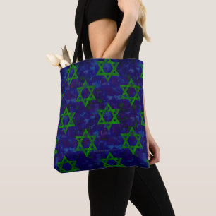 Tote Bag SlipperyJoe's Hanukkah rangées vertes Étoiles de D