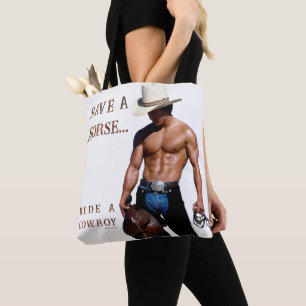 Tote Bag SlipperyJoe's sauve cheval monter chapeau de cowbo