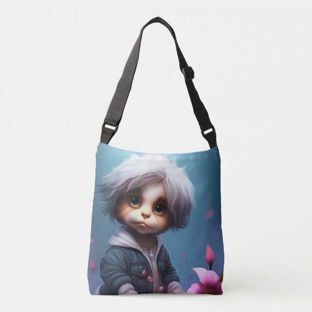 Tote Bag Small with white hair Tragetaschen Mit Langen Trägern (Vorderseite)