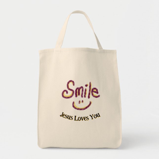 Tote Bag Smile Jesus Loves You Personalized  (Devant)
