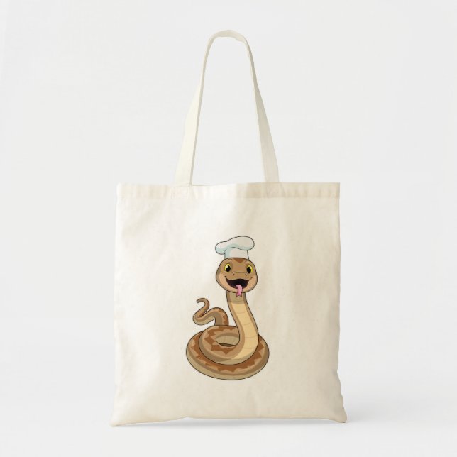 Tote Bag Snake as Cook avec Chef casquette (Devant)
