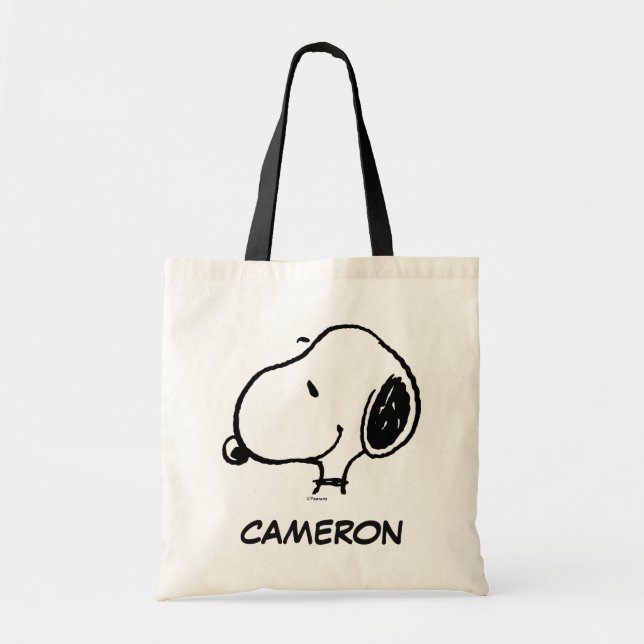 Tote Bag Snoopy Smile Giggle Laugh | Ajouter Votre Nom (Devant)