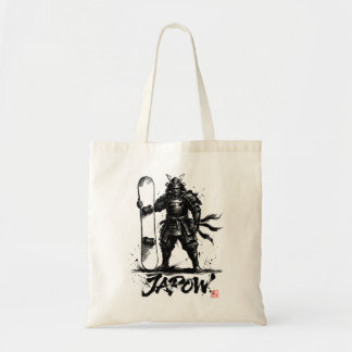 Tote Bag Snowboard Brush Art - Snowboarder Standing Samurai