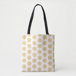Tote Bag Snowflake Plaid Pattern Yellow