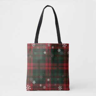 Tote Bag Snowflakes Plaid Famille de Noël Motif