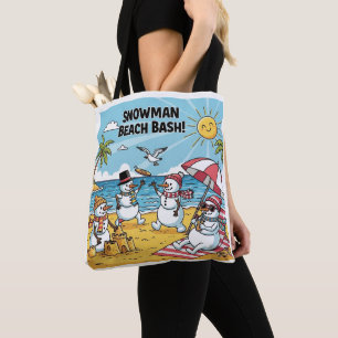 Tote Bag Snowman Beach Bash