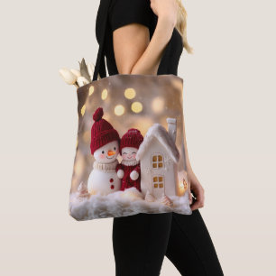Tote Bag Snowman Frosty Sibings Winter Joie