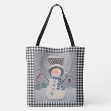 Snowman mignon Avec Cardinal Sur Buffle Noir Plaid