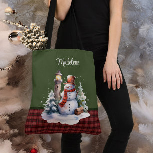 Tote Bag Snowman mignon et phare sur le Monogramme plaqué N