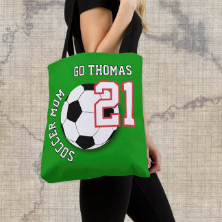 Tote Bag Soccer Mom Bag, Name, Football Fan, Sports