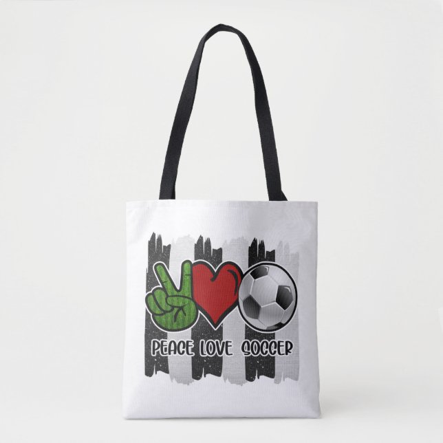 Tote Bag Soccer paix et amour (Devant)