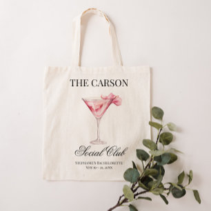 Tote Bag Social Club Cocktail rose Bachelorette Canvas